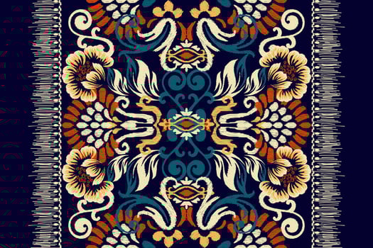 Ikat floral paisley embroidery on purple background.Ikat ethnic oriental pattern traditional.Aztec style abstract vector illustration.design for texture,fabric,clothing,wrapping,decoration,scarf,print