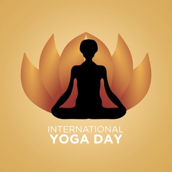 Yoga Concept with Text International Yoga Day. Yoga Posture. Group of people practicing yoga. vector