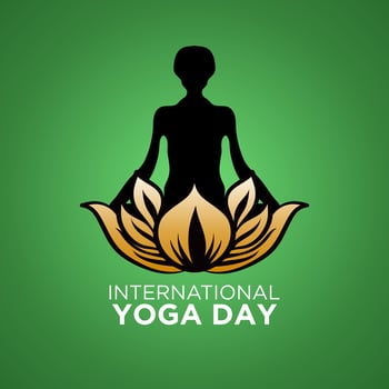 Yoga Concept with Text International Yoga Day. Yoga Posture. Group of people practicing yoga. vector