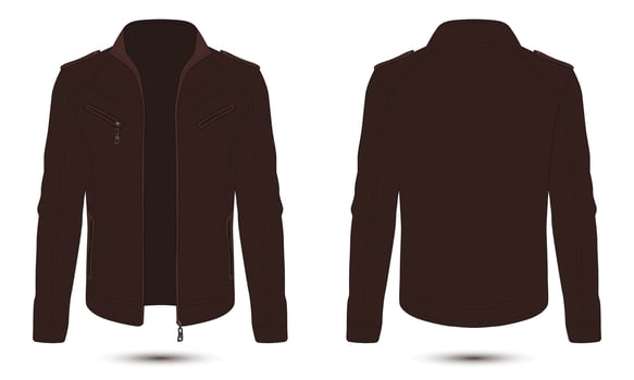 Brown leather jacket mockup front and back view vector