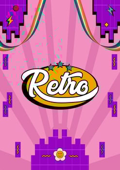 Pixel Retro Poster Templates Vector Illustration