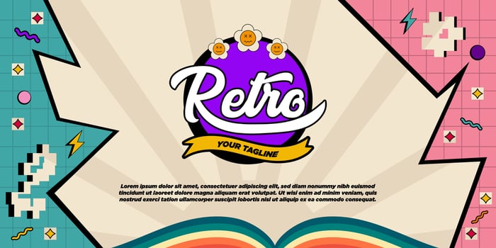 Simple Pixel Retro Banner Templates Vector Illustration