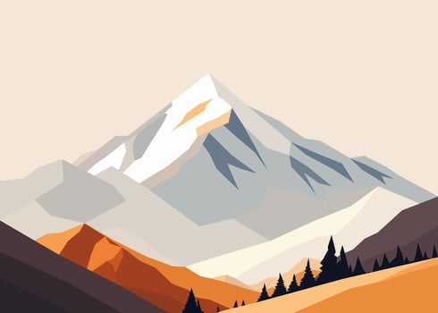 Panorama of spring summer beautiful nature, green grasslands meadow, forest, mountains on horizon background landscape vector illustration