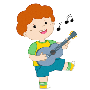 Cute Little Boy Cartoon Guitar png