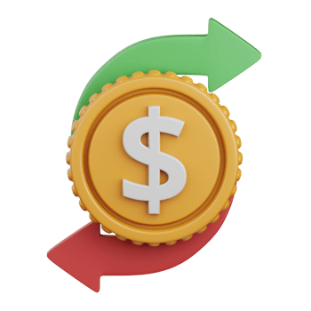 3d rendering money transfer isolated useful for ecommerce, business, retail, store, online, delivery and marketplace design element png