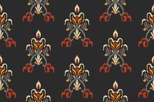 Seamless pattern of Ikat, traditional seamless pattern, black background, Aztec style, embroidery, abstract, vector, design illustration for texture, fabric, print. vector