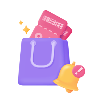 Shopping bags full of vouchers to offer customers special discounts. 3d illustration. png