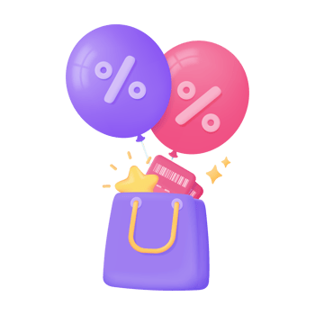 Shopping bags full of vouchers to offer customers special discounts. 3d illustration. png