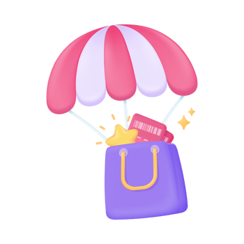 Shopping bags full of vouchers to offer customers special discounts. 3d illustration. png