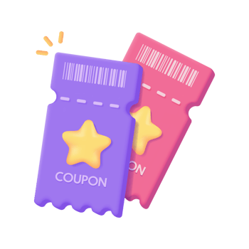 discount voucher Percentage reductions in festive sales promotions. 3D illustration png