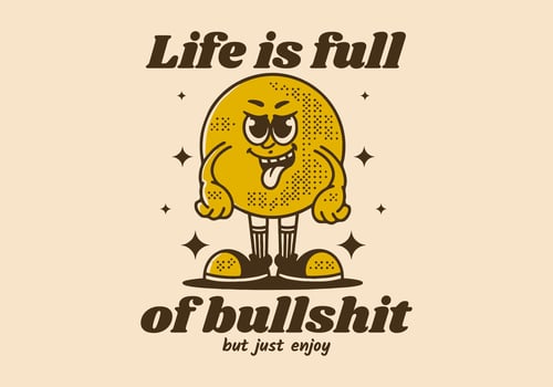 Vintage mascot character of cunning ball head with quote design vector