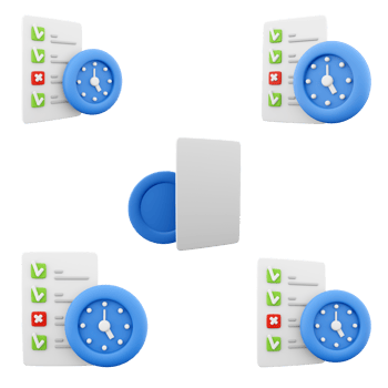 3d rendering tasks history icon set. 3d render notebook with clock different positions icon set. png