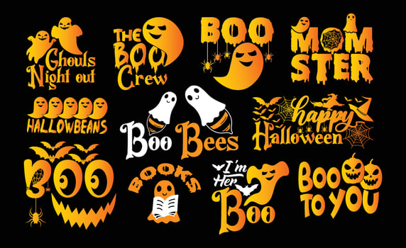 Halloween T shirt Design Bundle, Quotes about Halloween, Halloween T shirt, Halloween typography T shirt design Collection vector