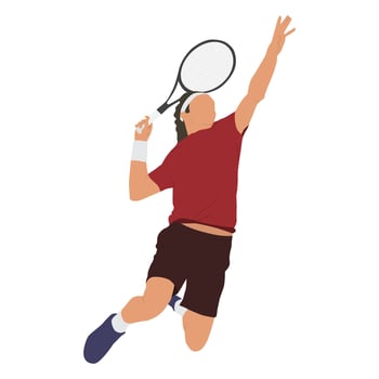 Tennis player flat cartoon isolated white background vector
