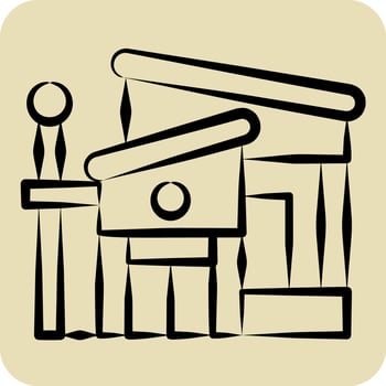 Icon Bungalow. related to Accommodations symbol. hand drawn style. simple design editable. simple illustration vector