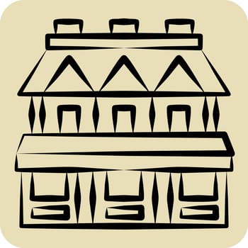 Icon Town House. related to Accommodations symbol. hand drawn style. simple design editable. simple illustration vector