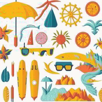 A Set Of Flat Vector Illustrations For Summer