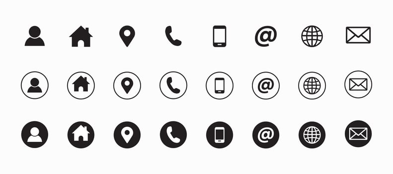 Contact us vector icons flat icons set on white background Free Vector