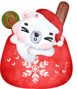 Celebrate Christmas with a Cute Polar Bear Coffee Mug. Delightful Cartoon Watercolor Illustration png
