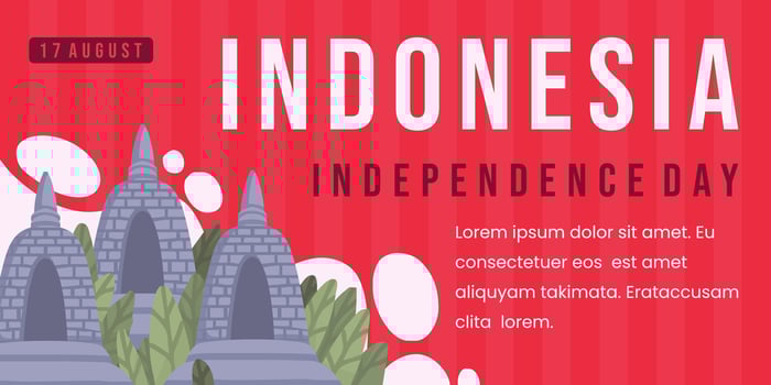 indonesian independence day 17 august banner with red background and temple vector illustration