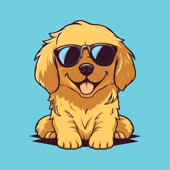 Cute golden retriever puppy dog vector illustration