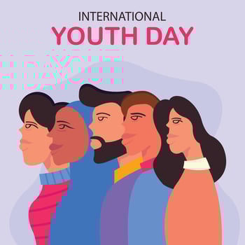 illustration vector graphic of young people of different ethnicities, perfect for international day, international youth day, celebrate, greeting card, etc.
