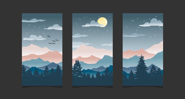 Abstract mountain painting, for wallpaper and interior, vector illustration.