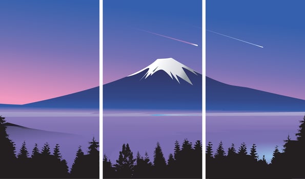 Abstract mountain painting, for wallpaper and interior, vector illustration.