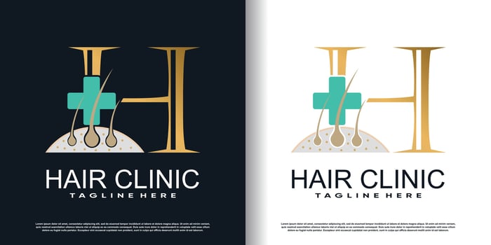 hair care logo icon with initial H and creative concept  premium vector