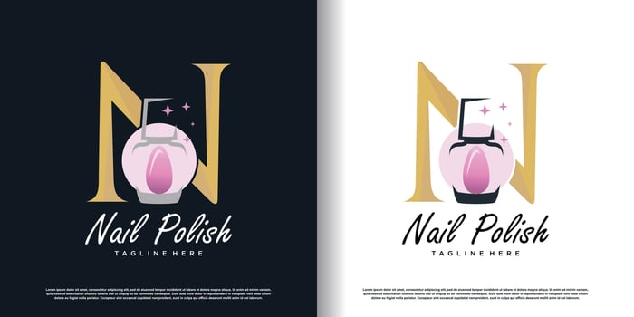 initial letter N logo design template with nail polish icon and creative concept premium vector