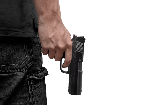 Killer with gun close, transparent background png