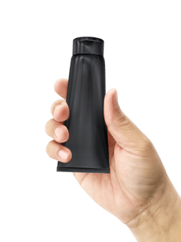 Hand holding Cosmetic plastic tube, transparent background png