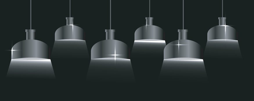 Hanging lamps collection. Chandeliers, lamps, bulbs vintage lamps elements of modern interior vector