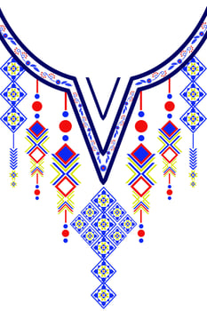 ethnic collar lace pattern traditional on white background. Aztec style embroidery abstract vector illustration. Designs for fashion, fashion women, kaftan for women