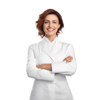Photo of attractive doctor lady friendly smiling arms crossed. Illustration png