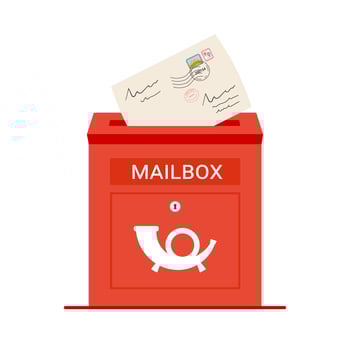 Red mailbox with a letter. Metal container for storing mail. Flat style illustration isolated on white background vector