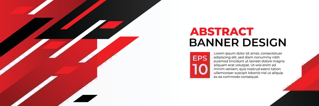 Abstract banner vector, modern background horizontal with geometric red white and black color for technology and sports theme vector