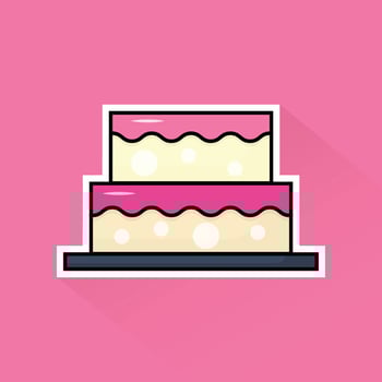 Illustration Vector of Pink Cake in Flat Design