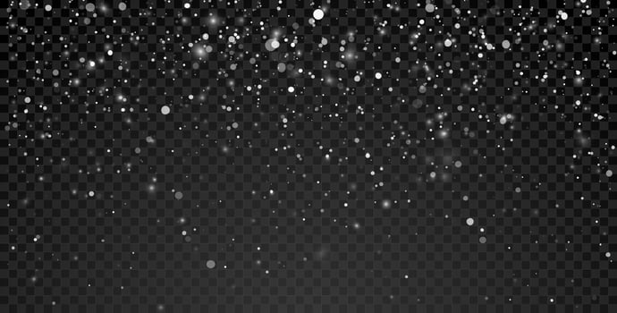 Christmas Snowfall background. Xmas holiday decoration with snow. Falling snowflakes. Vector illustration
