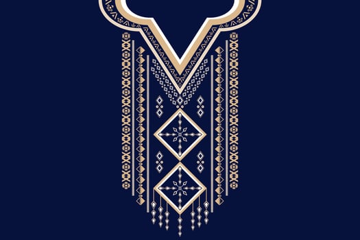ethnic collar lace pattern traditional on black background. Necklace embroidery abstract vector illustration. Designs for fashion, fashion men, fashion women, kaftan, collar pattern, necklace pattern