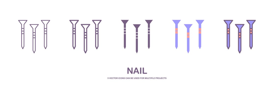 Vintage hammer and nail Icon, joiner's tools, simple shape, for graphic design of logo, emblem, symbol, sign, badge, label,stamp, isolated on white background. Hand drawn, vector illustration.