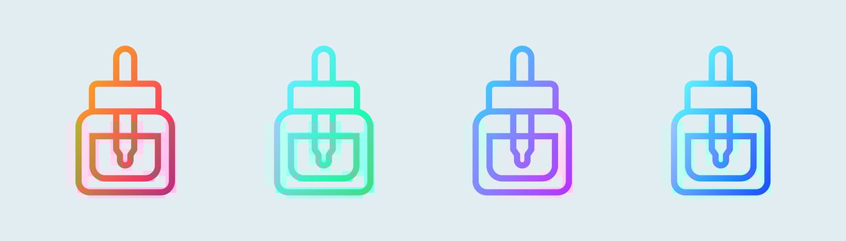 Serum line icon in gradient colors. Cosmetic signs vector illustration.