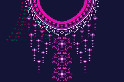 ethnic collar lace pattern traditional on black background. Necklace embroidery abstract vector illustration. Designs for fashion, fashion men, fashion women, kaftan, collar pattern, necklace pattern