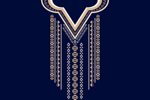 ethnic collar lace pattern traditional on black background. Necklace embroidery abstract vector illustration. Designs for fashion, fashion men, fashion women, kaftan, collar pattern, necklace pattern