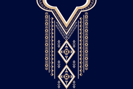 ethnic collar lace pattern traditional on black background. Necklace embroidery abstract vector illustration. Designs for fashion, fashion men, fashion women, kaftan, collar pattern, necklace pattern