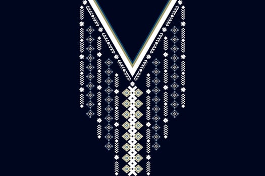 ethnic collar lace pattern traditional on black background. Necklace embroidery abstract vector illustration. Designs for fashion, fashion men, fashion women, kaftan, collar pattern, necklace pattern