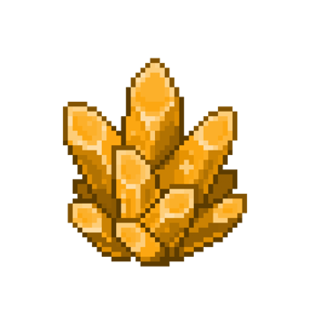 An 8-bit retro-styled pixel-art illustration of an orange crystal. png