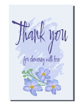 Thank you card with blue flowers vector