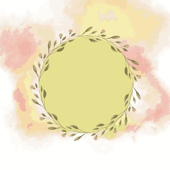 Elegant Blush Pink and Yellow Floral Vector Frame with wreath of flowers. Good for greeting cards, invitations, wedding stationery, baby shower, bridal shower, signs, banners, posters and other