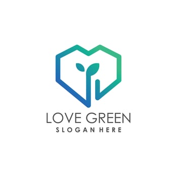 Love green logo vector with modern simple concept